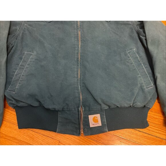 Vintage Men’s Large Carhartt Santa Fe Western Aztec Lined Jacket USA Teal Blue - Picture 6 of 9